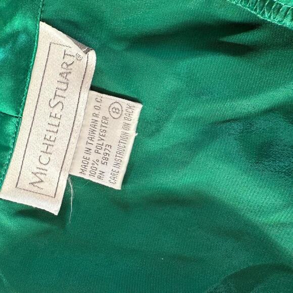 Vintage  Michelle Stuart Green silk blouse with satin - Picture 8 of 8